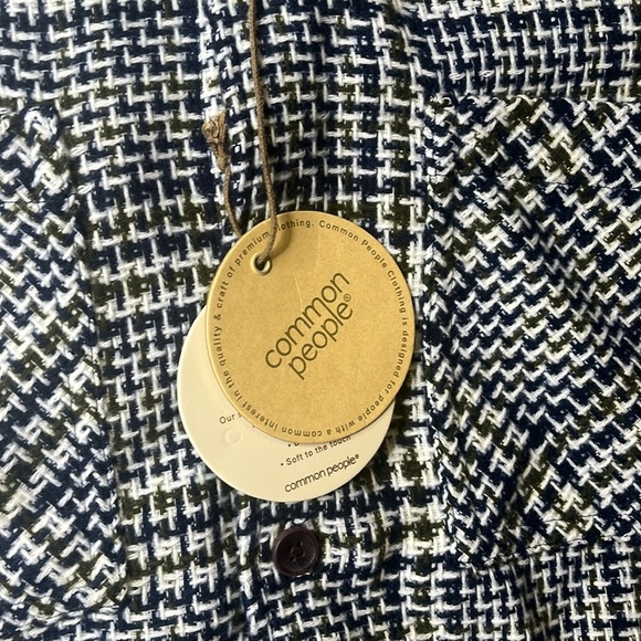 Brand new common people granby navy blue / green plaid button down size … - Picture 6 of 9